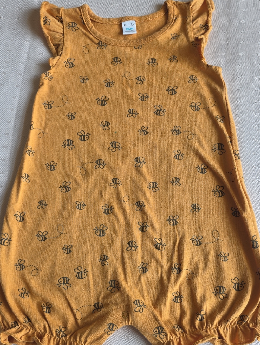 Mustard Bee-Print Infant One-Piece Bodysuit